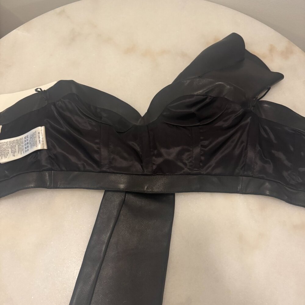 NWT Alexander McQueen Draped Knot Bow Leather Bustier Corset Top - Picture 8 of 16